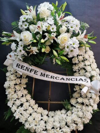 Corona para funeral rosas blancas Asturias